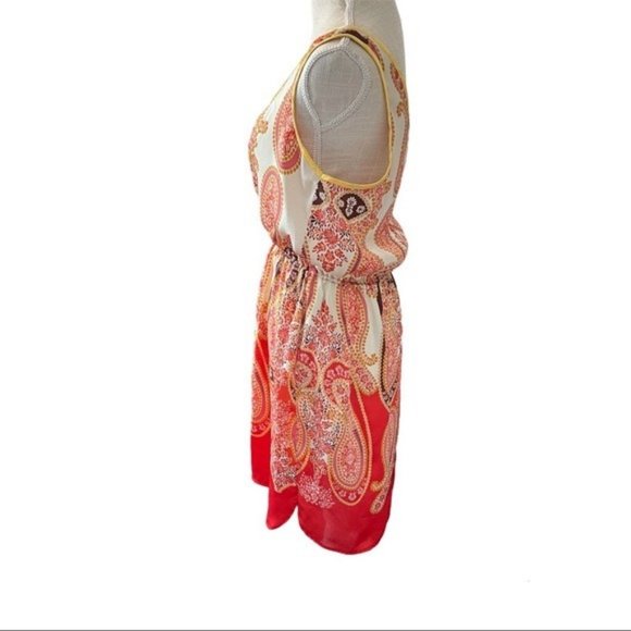 MNG By Mango Paisley Print Orange Dress Size 6 - Picture 7 of 8